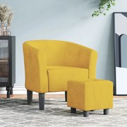 vidaXL Poltrona com apoio de pés veludo amarelo