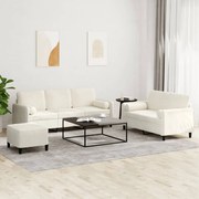 vidaXL 3 pcs conjunto de sofás com almofadas veludo cor creme