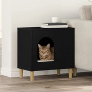 vidaXL Casa para Gatos Preto 51 x 30 x 52 cm Madeira processada