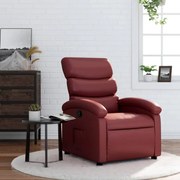 vidaXL Poltrona reclinável couro artificial vermelho tinto