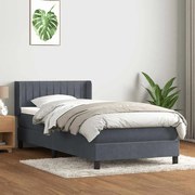 vidaXL Cama com molas/colchão cinza-escuro 80x210 cm veludo