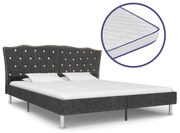 Cama c/ colchão espuma memória 160x200cm tecido cinzento-escuro