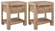 vidaXL Mesas de cabeceira com gavetas 2 pcs 40x30x48 cm acácia maciça