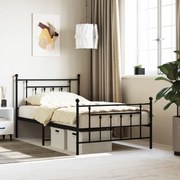 vidaXL Estrutura de cama com cabeceira e pés 107x203 cm metal preto