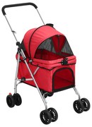 vidaXL Carrinho dobrável para cães 76x50x100 cm tecido oxford vermelho
