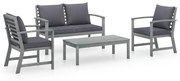 4 pcs conj. lounge jardim c/ almofadões madeira acácia maciça