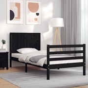 Estrutura de cama com cabeceira 90x200 cm madeira maciça preto