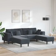 vidaXL Sofá de Veludo com almofada com travesseiro 3 pcs Cinza Escuro 208 cm Veludo