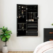 vidaXL Móvel para joias de parede espelhado com luzes LED preto