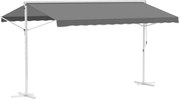 Outsunny Toldo de Duas Águas Manual Retrátil Inclinação ajustável Aço epóxi Branco Poliéster impermeabilizado Anti-UV Cinza dim. 4,50L x 3,40l x 2,55H m | Aosom Portugal