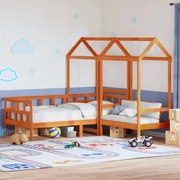 vidaXL Conj. sofá-cama com telhado 90x200 cm pinho maciço castanho-mel