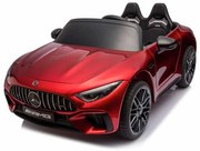 Carro elétrico infantil Mercedes-Benz SL63 12V música, banco de couro, pneus de borracha Vermelho