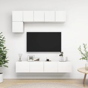 5 pcs conjunto de móveis de TV contraplacado branco