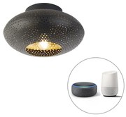 LED Candeeiro de teto inteligente preto com ouro 25 cm incl. Wifi A60 - Radiance Oriental