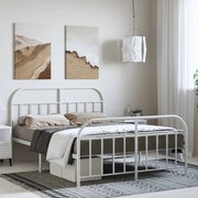vidaXL Estrutura de cama com cabeceira e pés 150x200 cm metal branco