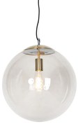 Candeeiro de suspensão moderno latão com vidro fumê 40 cm - Ball Moderno,Retro