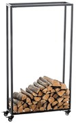 Suporte para lenha Hetta 25 x 60 x 150 cm Preto