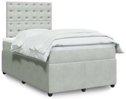 vidaXL Cama boxspring com colchão 120x190 cm veludo cinzento-claro