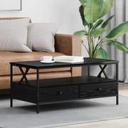 vidaXL Mesa de centro com gaveta com prateleira Carvalho preto 100 x 51 x 45 cm