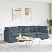 vidaXL Sofá modular com almofadas veludo cinzento-escuro