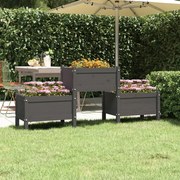vidaXL Vaso/floreira 178,5x44x75 cm pinho maciço cinzento
