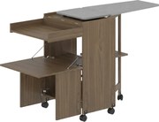 HOMCOM Armário com Tábua de Engomar Dobrável com Suporte para Ferro e Roupas com Compartimento Aberto,154x55x87 cm, Castanho | Aosom Portugal