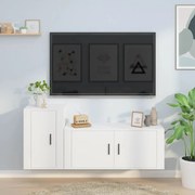 2 pcs conjunto móveis de TV derivados de madeira branco