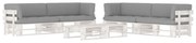 vidaXL 6 pcs conj. lounge paletes + almofadões pinho impregnado branco