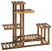 Outsunny Suporte para Vasos de Plantas com 6 Prateleiras em Madeira Natural – Estante Decorativa 8x28x96,5 cm | Aosom Portugal