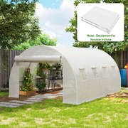 Lona de substituição para estufa em túnel de 12 m² (4 x 3 x 2 m) (ESTRUTURA NÃO INCLUIDA), PE anti-UV e impermeável, com 8 janelas + porta enrolável c