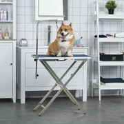 Mesa de Tosquia para Cães com Bancada Antiderrapante Alça e Braço com Altura Ajustável 72x45x74-81 cm Azul