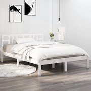 Estrutura de cama 140x200 cm madeira maciça branco