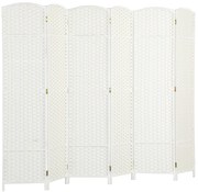HOMCOM Biombo de 6 Painéis Separador de Ambientes Dobrável 240x170 cm para Sala de Estar Dormitório Escritório Branco