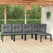 vidaXL 5 pcs conjunto lounge de jardim vime PE preto/cinzento