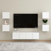 6 pcs conjunto de móveis de TV contraplacado branco