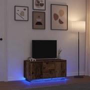 vidaXL Móvel de TV com luzes LED 100x41x50 cm madeira velha