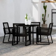 5 pcs conjunto de jantar para jardim preto