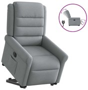 vidaXL Poltrona reclinável elevatória elétrica tecido cinzento-claro