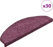 vidaXL Tapetes de escada 30 peças 65x21x4 cm roxo escuro meio redondo grande