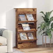 vidaXL Estante de Revistas Madeira antiga 70 x 41 x 126 cm