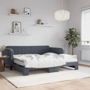 vidaXL Sofá-cama c/ gavetão e colchões 90x190cm veludo cinzento-escuro