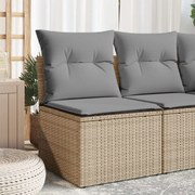 vidaXL Sofá de jardim sem braços com almofadões vime PE bege