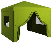 Outsunny Tenda Dobrável 3x3 m Tenda de Jardim com 4 Paredes Laterais 2 Janelas de Malha Altura Ajustável Impermeável e Anti-UV Verde