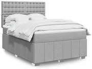 vidaXL Cama com molas/colchão 140x200 cm tecido cinzento-claro