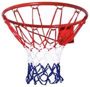 HOMCOM Cesta de Basquetebol de Parede Ø46 cm Aro de Basquetebol com Rede Estrutura Metálica 12 Ganchos para Interior e Exterior Vermelho