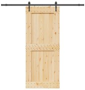 vidaXL Porta de correr com ferragens 95x210 cm madeira de pinho maciça