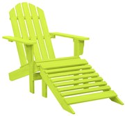 Cadeira Adirondack para jardim com otomano abeto maciço verde