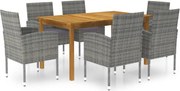 vidaXL 7 pcs conjunto de jantar para jardim cinzento