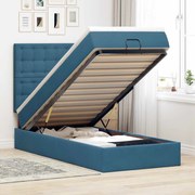 Estrutura cama otomana com colchões azul escuro 90x190cm veludo