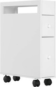 HOMCOM Carrinho de nicho armário de banheiro com rodízios, design estreito, duas gavetas, quatro rodas, branco, 16 x 49,5 x 66 cm | Aosom Portugal